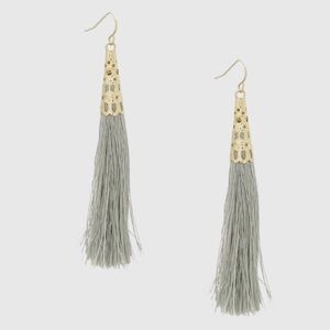 Grey Sashi Tassel Earrings